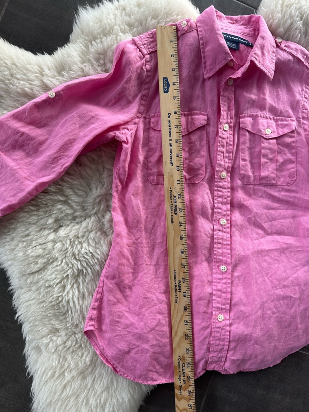 Ralph Lauren Sport Reworked Pink Linen Shirt | Patriotic American Flag | Size 4 - Picture 8 of 11